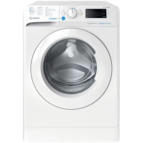 Indesit Push&Go Steam WASHING MACHINE 8KG - White
