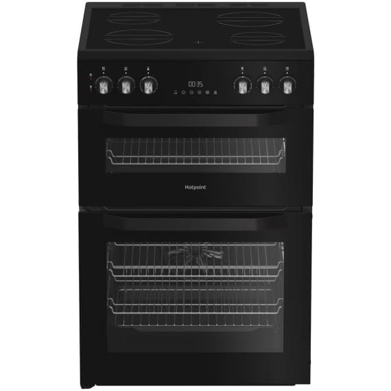 Hotpoint HDE6VDB1 60cm Electric Double Cooker with Multiflow - Black