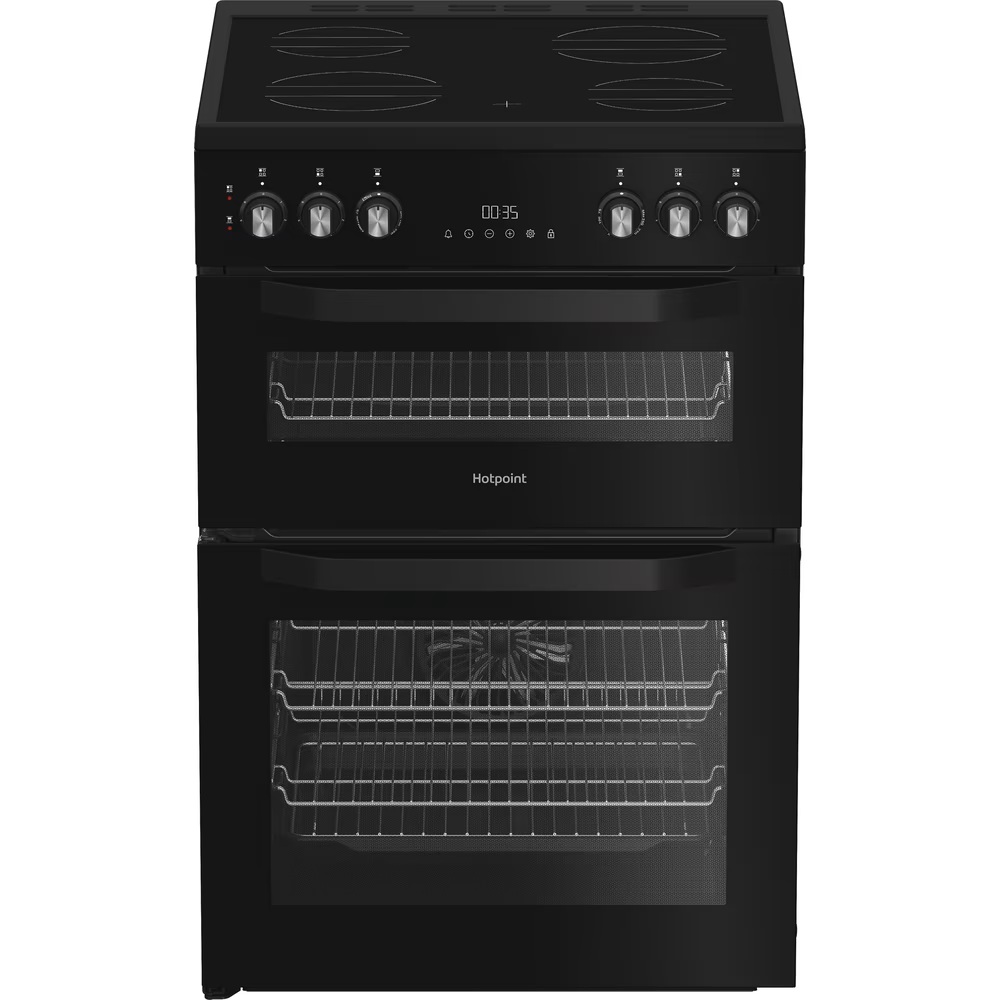 Hotpoint HDE6VDB1 60cm Electric Double Cooker with Multiflow - Black