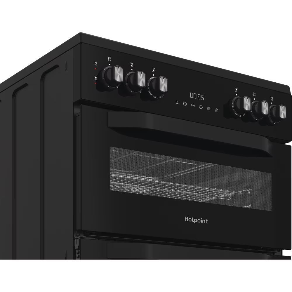 Hotpoint HDE6VDB1 60cm Electric Double Cooker with Multiflow - Black - Image 2