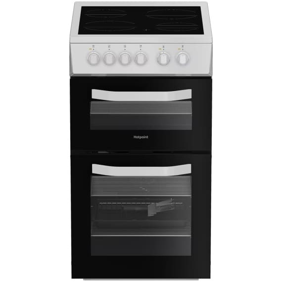 Hotpoint HTE5VCW 50cm Electric Twin Cooker with Ceramic Hob - White