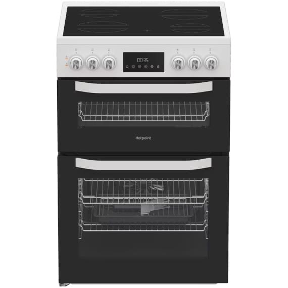 Hotpoint HTE6VDCW 60cm Electric Twin Cooker with Multiflow - White