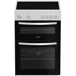 Indesit IDE6VMW 60cm Electric Double Cooker with Ceramic Hob - White
