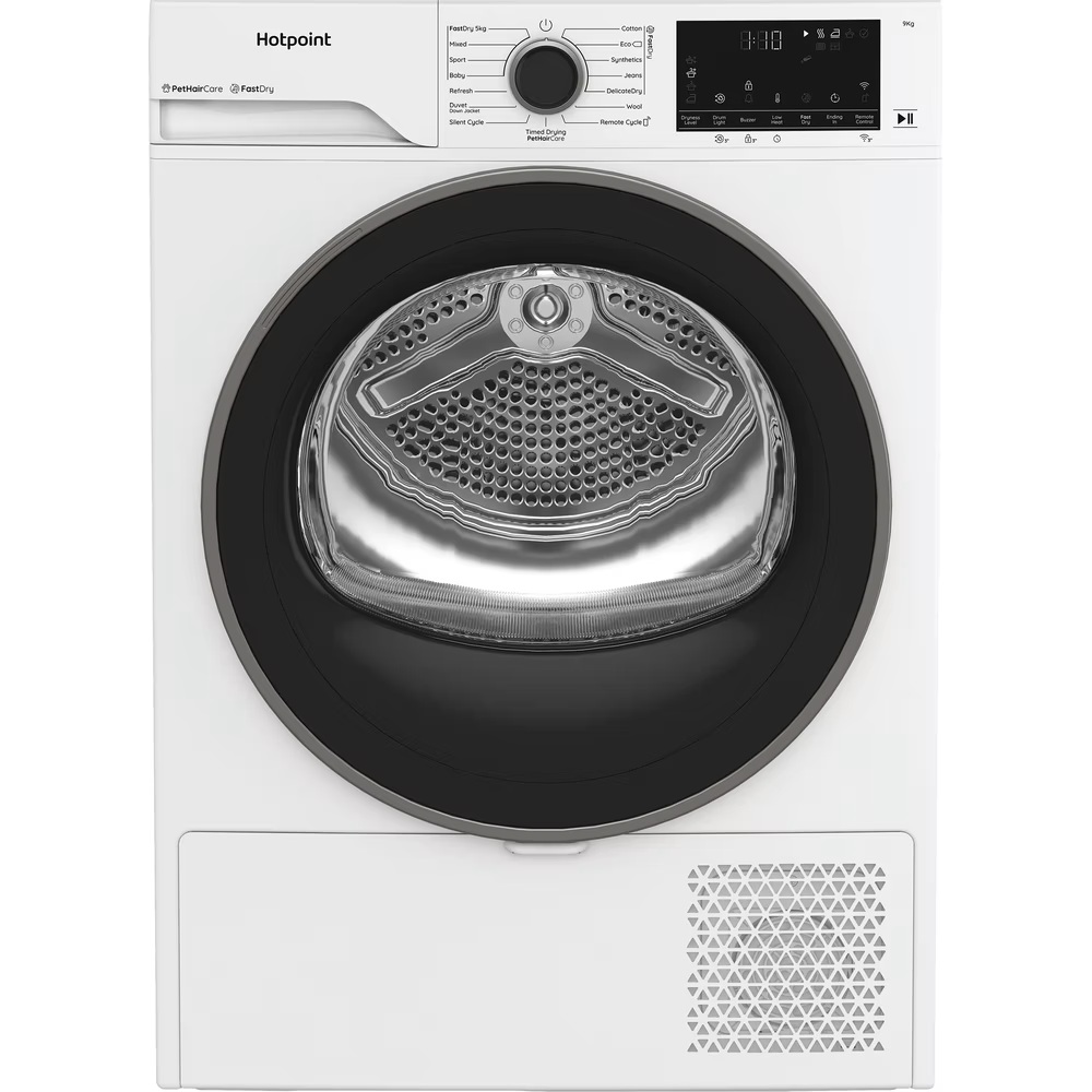 Hotpoint Fabric Care 9KG - White 60cm Heat Pump Tumble Dryer with HomeWhiz