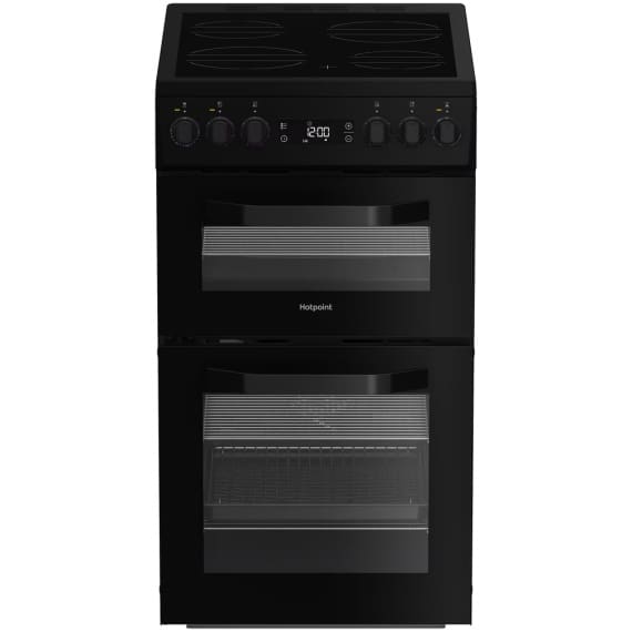 Hotpoint HDE5VDCB 50cm Electric Double Cooker with Ceramic Hob - Black