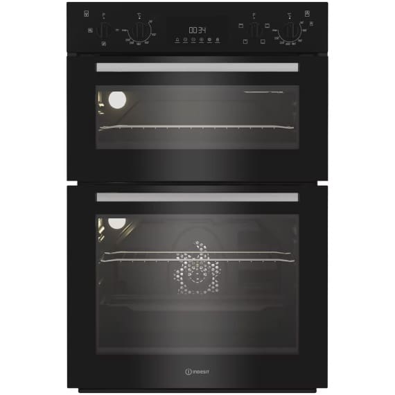 Indesit Built In Electric Fan Oven 69L / 36L - Black