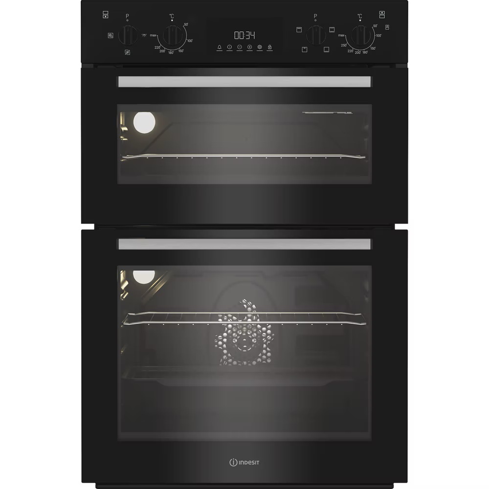 Indesit Built In Electric Fan Oven 69L / 36L - Black