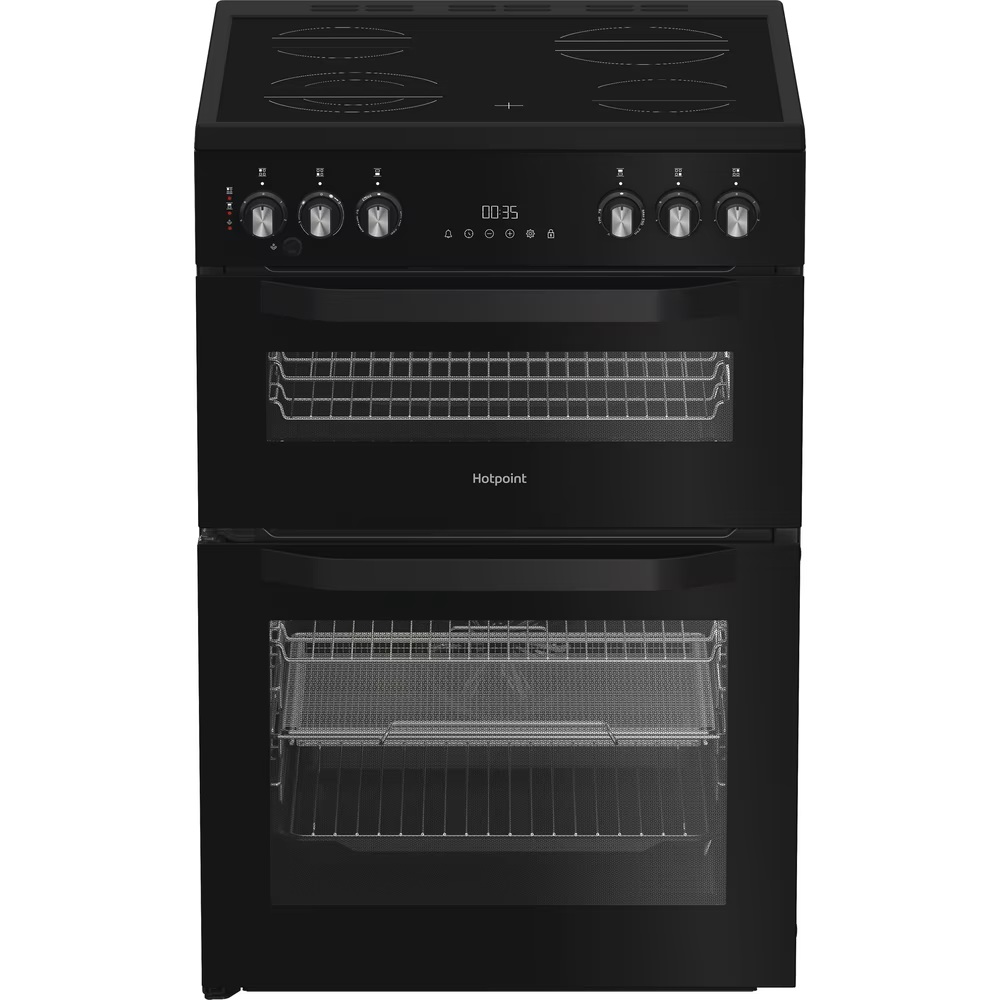 Hotpoint HDE6VDCASB1 60cm Electric Double Cooker with Air Fry - Black