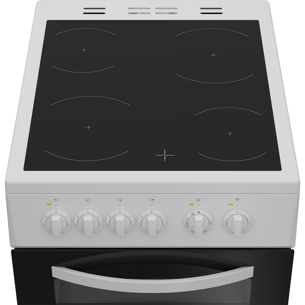 Indesit ITE5VMW 50cm Electric Twin Cooker with Ceramic Hob - White - Image 2