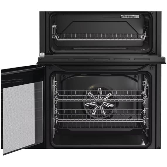 Hotpoint HTE6VDCB1 60cm Electric Twin Cooker with Multiflow - Black