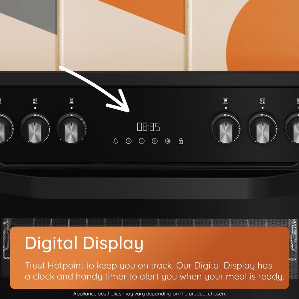 Hotpoint HDE6VDC2B1 60cm Electric Double Cooker with Multiflow - Black - Image 2