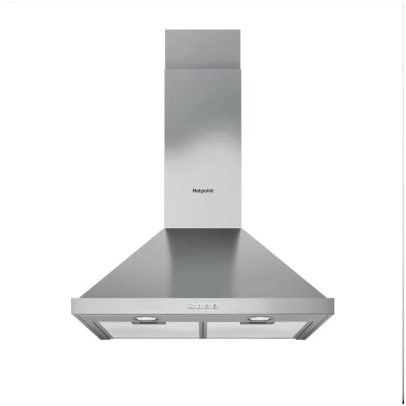 Hotpoint 60CM Chimney Hood - Button Control - Stainless Steel With Dishwashable Aluminium Grease Filter - 56 / 65 Db